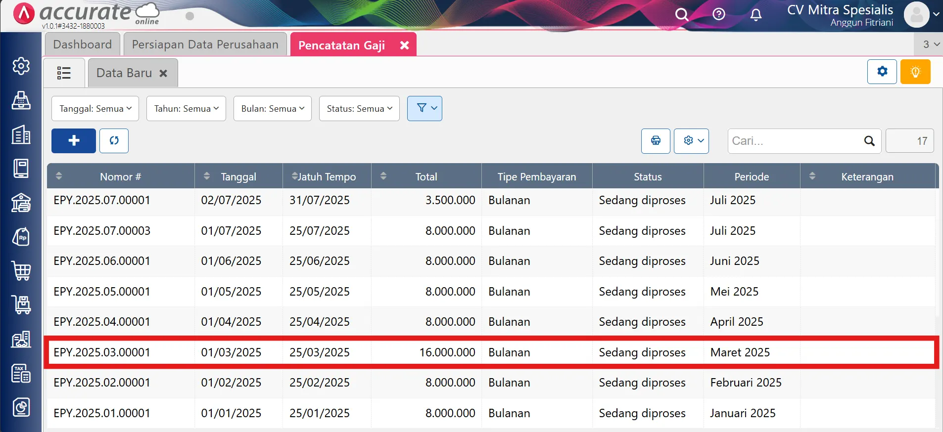 mencatat & menghitung PPh 21 bonus/THR karyawan